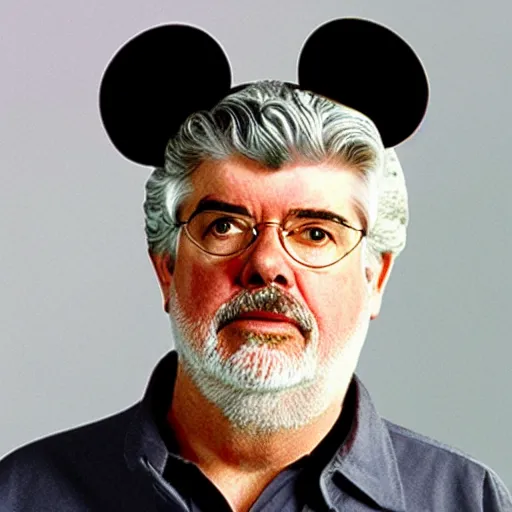 Image similar to george lucas. mickey mouse ears