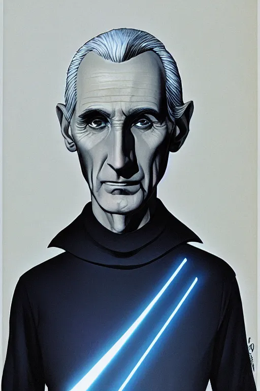 Image similar to ralph mcquarrie concept art portrait of jedi master wilhuff tarkin