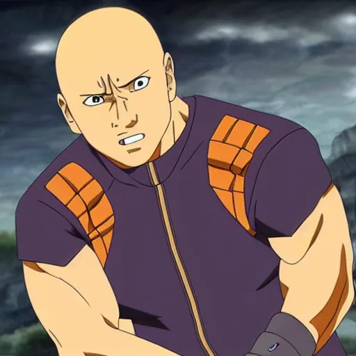 Image similar to Dwayne Johnson in Naruto Shippuden anime style