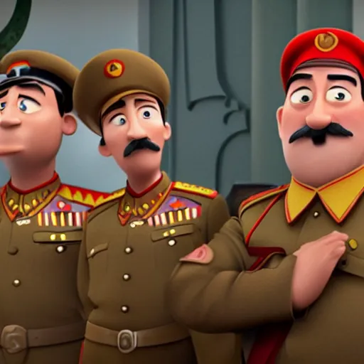 Image similar to still of a pixar film about joseph stalin, 4 k, highly detailed, pixar