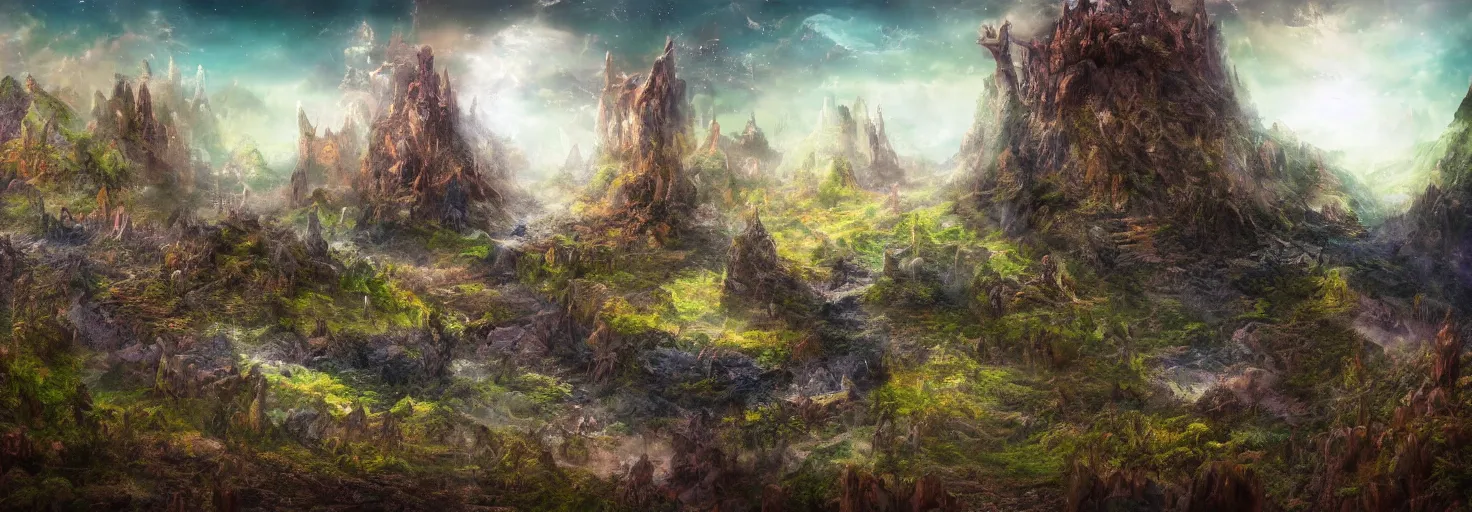 Prompt: photo of a fantasy bizarre landscape