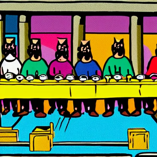 Prompt: the last supper in the style of thierry noir