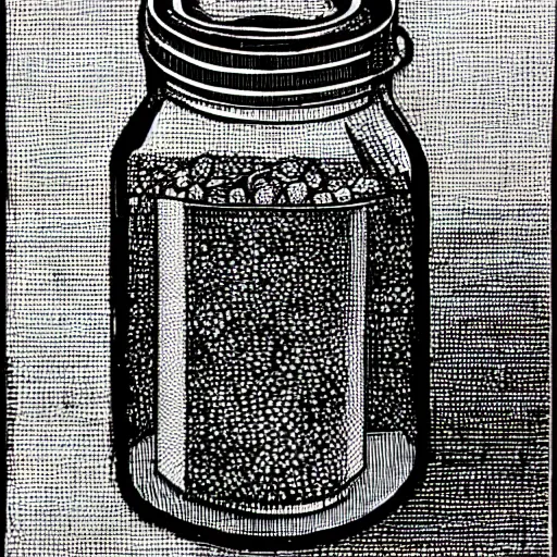 Image similar to a risograph of a pickle jar