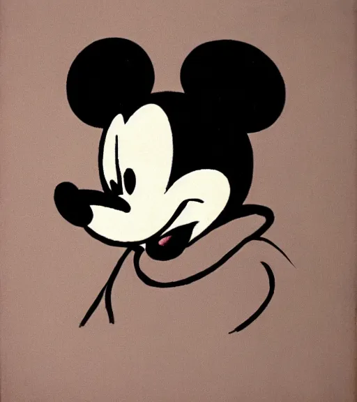 Image similar to sad mickey mouse portrait painted by francis bacon s - w 5 7 6