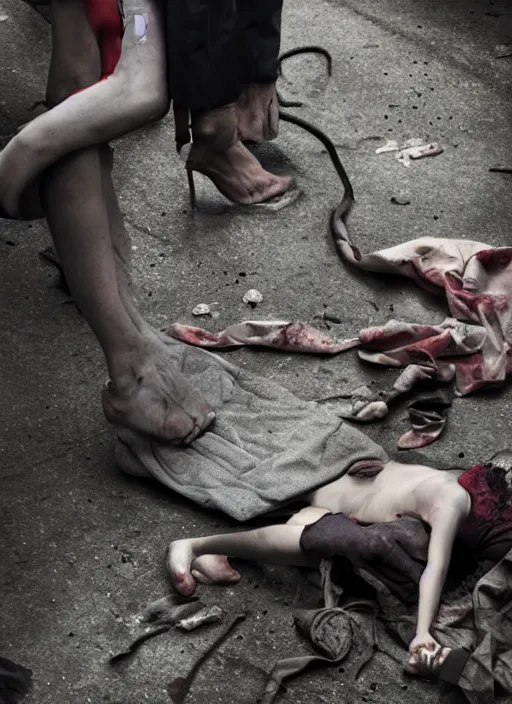 Image similar to poor, suicide, rope, sweat, chair, feet, finger, cried, hurt, blood, trash. highly details, 4 k, uhd, most incredible modern photography awards, anna forsterling, saul bromberger, hoang long ly, yulia nevskaya, suzanne engelberg, dale odell,