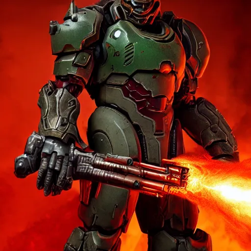 Image similar to doom slayer from doom eternal, photography