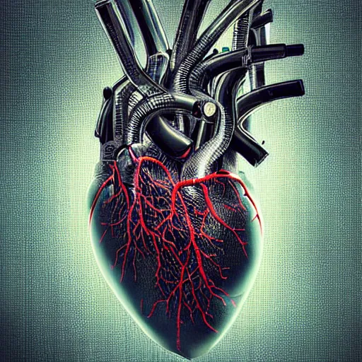 Prompt: a human heart, revealing wires and electronics, hooked - up, sci - fi, missing panels, intricate abstract upper body intricate artwork, concept art, octane render, deviantart, cinematic, key art, hyperrealism, iridescent accents, portrait photograph, nikon 3 5 mm, photograph by greg rutkowski