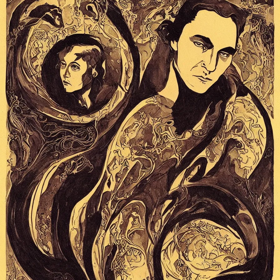 Image similar to art nouveau portrait of dune fremen