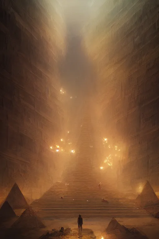 Image similar to inside of a pyramid of gizah, intricate, elegant, volumetric lighting, digital painting, highly detailed, artstation, sharp focus, illustration, concept art, ruan jia, steve mccurry