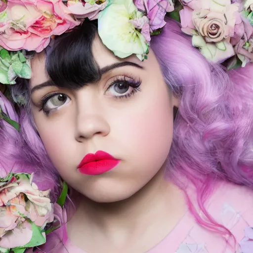 Image similar to Melanie Martinez, XF IQ4, 150MP, 50mm, f/1.4, ISO 200, 1/160s, natural light, Adobe Photoshop, Adobe Lightroom, DxO Photolab, Corel PaintShop Pro, rule of thirds, symmetrical balance, depth layering, polarizing filter, Sense of Depth, AI enhanced