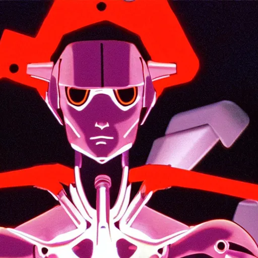 Image similar to movie still of a cyborg evangelion, cinematic composition, cinematic light, warm lighting criterion collection, by edgar allan poe