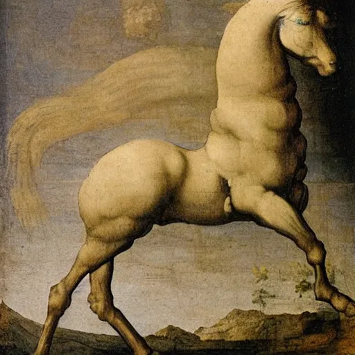 Image similar to a centaur painted by Leonardo da Vinci