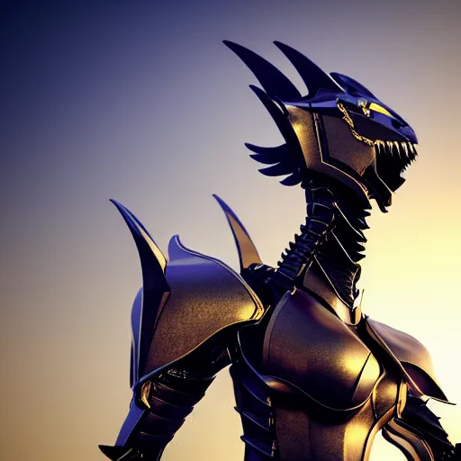 Prompt: chest up bust shot, realistic detailed stunning beautiful armored anthropomorphic humanoid female robot dragon, looking to the side with an elegant pose, smooth and streamlined armor and design made of steel, sharp claws and sharp teeth, Slick LEDs, standing on two legs, on the beach during sunset, high quality, cinematic art, sunset lighting, 3D render, 8k, artstation, deviantart, furaffinity