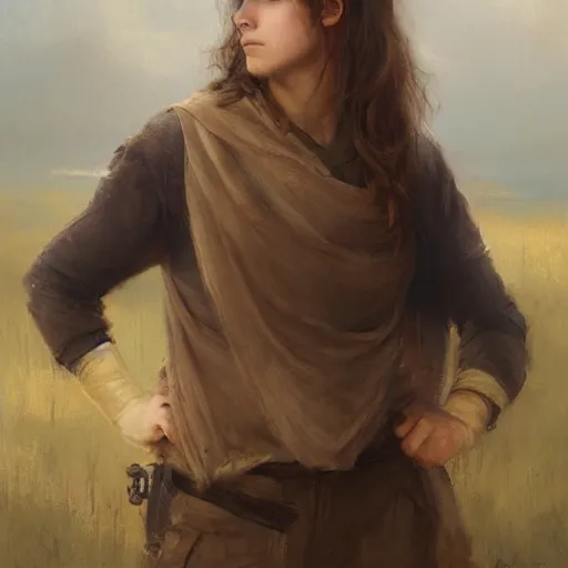 Image similar to portrait of a young shepherd with soft hair, brown hair, Greg Rutkowski