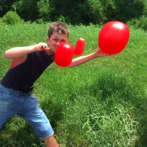 Image similar to tomatoes make great weapons when water balloons aren't available