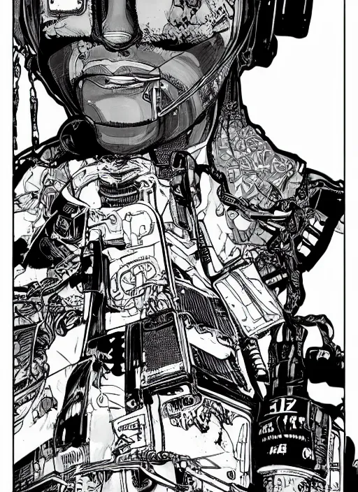 Image similar to cyberpunk repo man. portrait by ashley wood and alphonse mucha and laurie greasley and josan gonzalez and james gurney. spliner cell, apex legends, rb 6 s, hl 2, d & d, cyberpunk 2 0 7 7. realistic face. vivid color. dystopian setting.