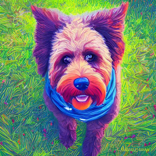 Prompt: goldendoodle by alena aenami