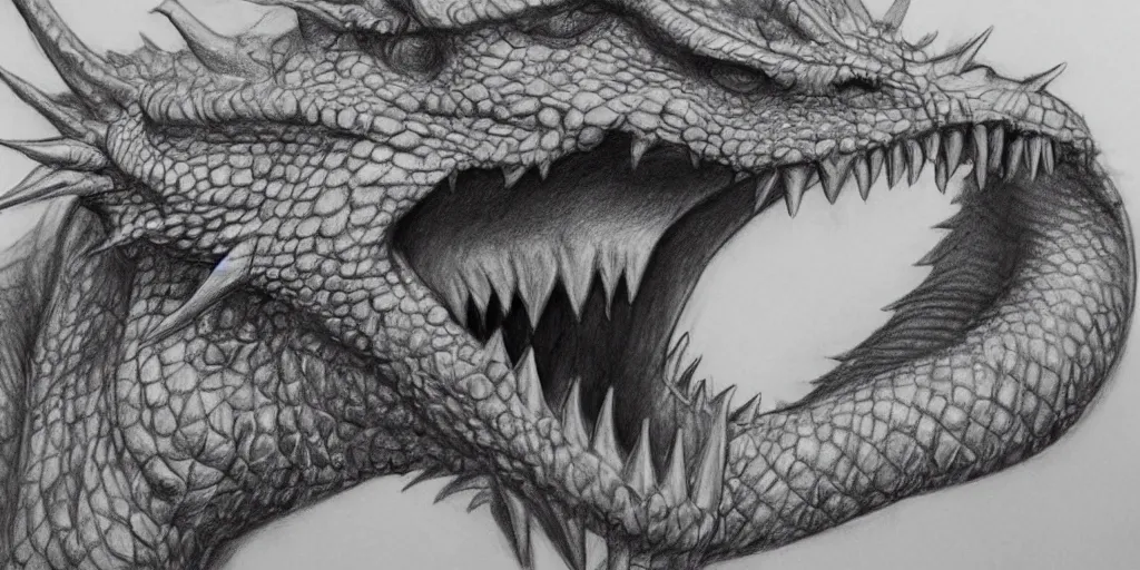 Image similar to realistic pencil drawing of a dragon, hiqh quality, trending on artstation