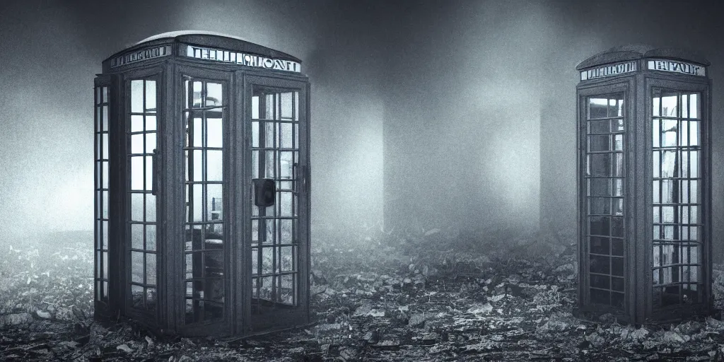 Prompt: an abandoned and deserted telephone booth in the dark of the night, weird, haunted, misty, moody, sinister, ambient lighting, cinematic color grading, 8 k render, hyper realistic, realistic, unreal engine 5 render