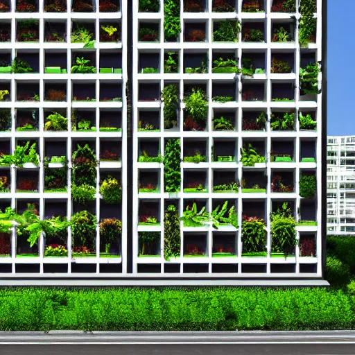 Prompt: vertical farming facade, CG society, architectural rendering, 4k, 8k