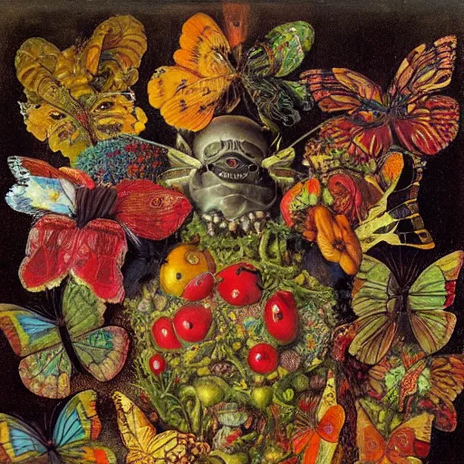 Prompt: album cover, psychedelic, insects, giuseppe arcimboldo