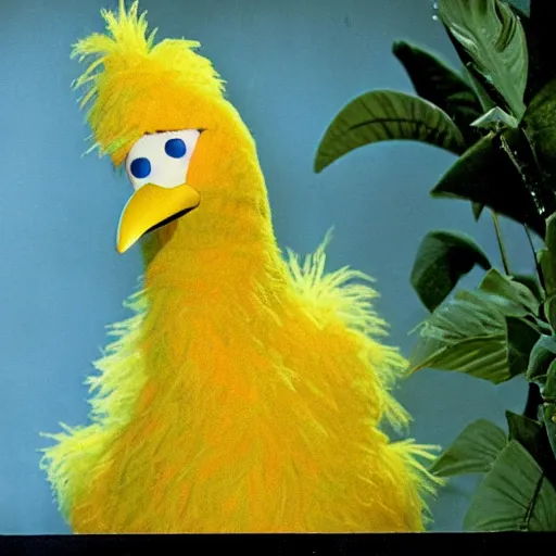 Image similar to a film still of big bird in birds ( 1 9 6 3 ) technicolor