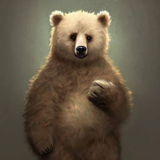 Image similar to cute fluffy bear who wants a hug digital painting, artstation, concept art, soft light, hdri, smooth, sharp focus, illustration, fantasy, intricate, elegant, highly detailed, D&D, matte painting, in the style of Greg Rutkowski and Alphonse Mucha and artemisia, 8k, highly detailed, jurgens, rutkowski, bouguereau, pastoral, rustic, georgic