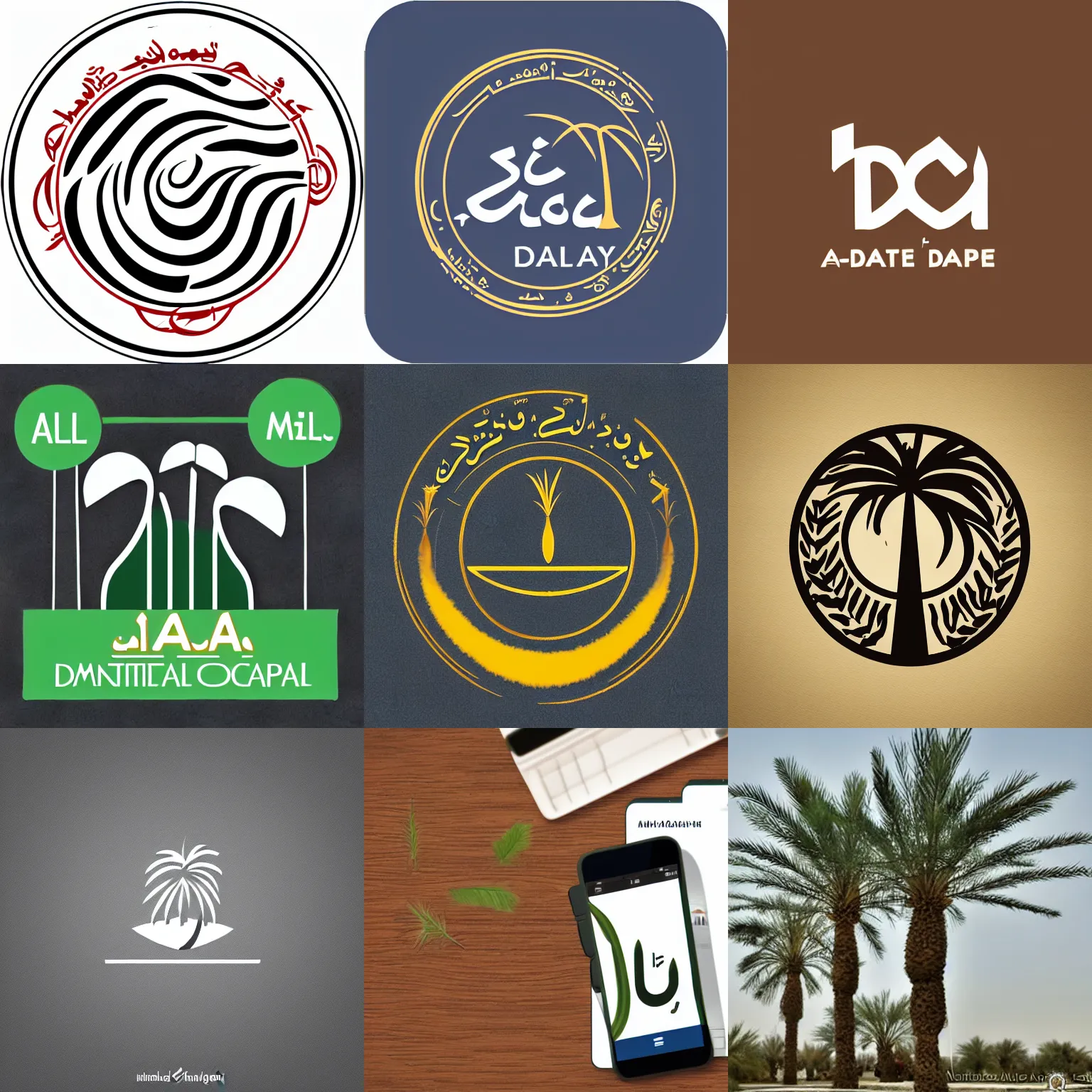 Prompt: the logo of the al - nahda date palm company, minimalist, mobile app