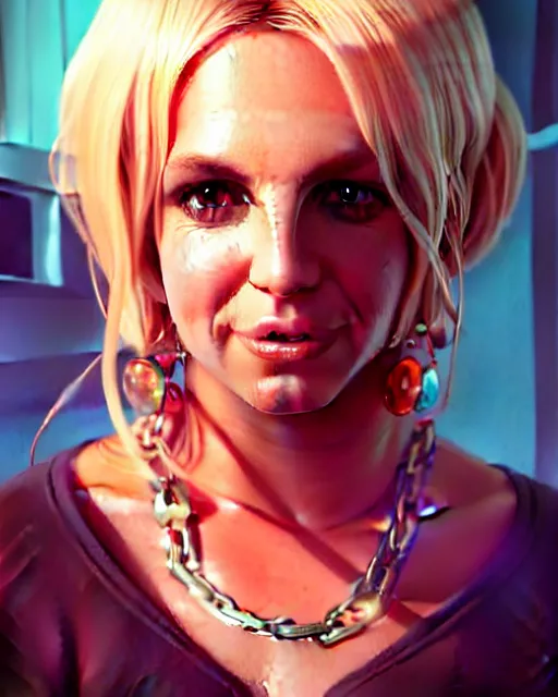 Image similar to highly detailed portrait of britney spears, stephen bliss, unreal engine, greg rutkowski, loish, rhads, beeple, makoto shinkai and lois van baarle, ilya kuvshinov, rossdraws, tom bagshaw, alphonse mucha, global illumination, detailed and intricate environment