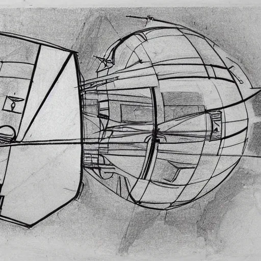 Prompt: a blueprint style of a satellite drawn by leonardo da vincil, drawing,