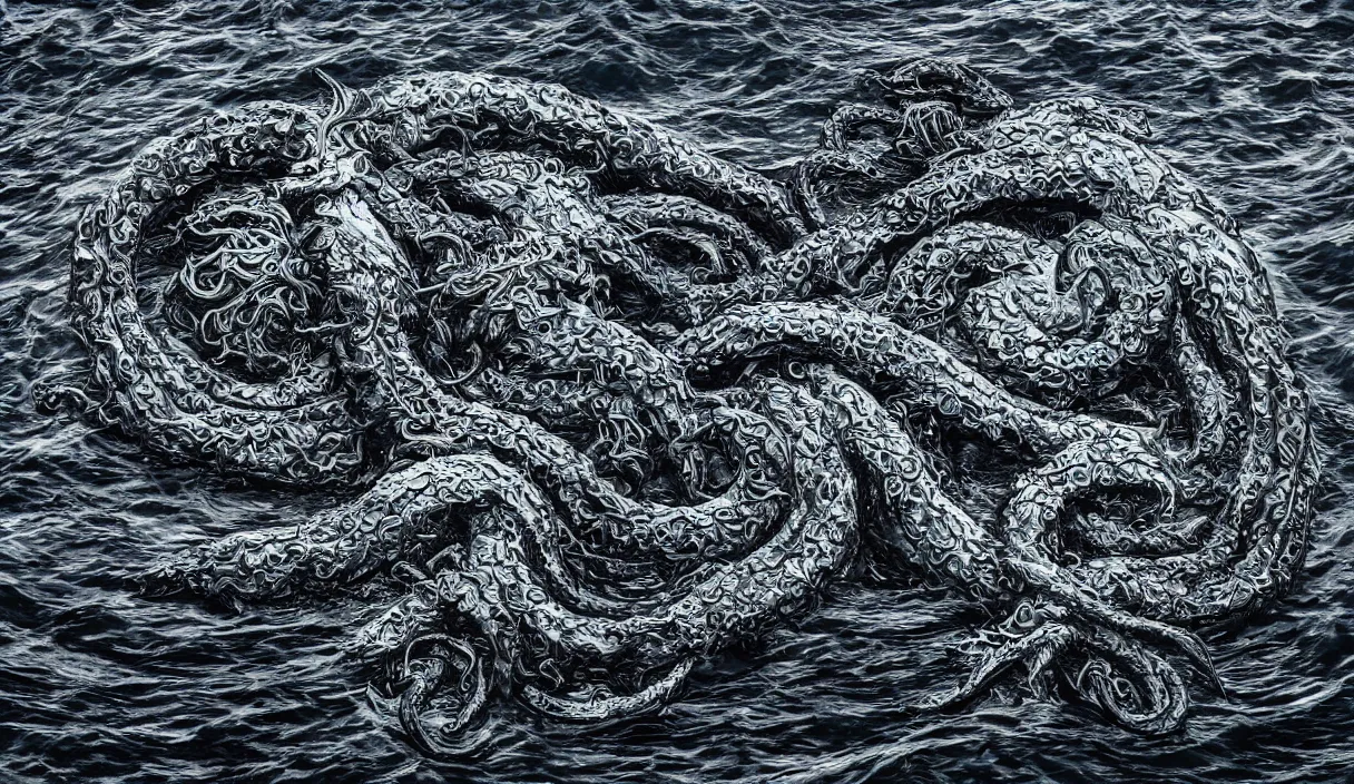 Image similar to kraken in the middle of the sea, hd, hdr, 8 k