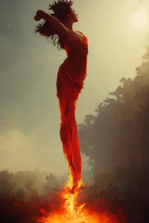 Image similar to fire dancer in the wind by artgem and greg rutkowski, light cone, reimagined by industrial light and magic