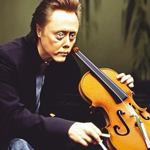 Prompt: Christopher Walken with a violin coming out of his ear