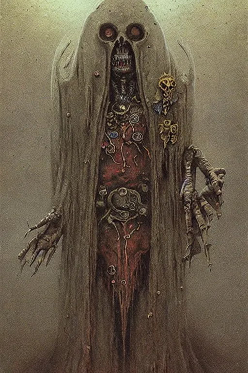 Image similar to warhammer 4 0 k occult necromancer by beksinski, high detail hyperrealistic