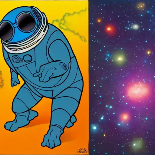 Prompt: the alien cosmic tardigrade that awaits you at the end of all of space and time, by walt disney