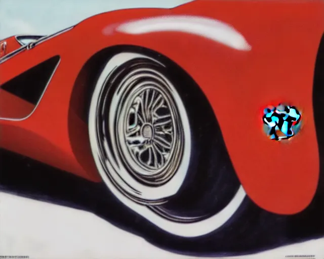 Image similar to Ferrari hotrod car with an open V12 engine, highly detailed, intricate, sharp focus, automotive magazine art