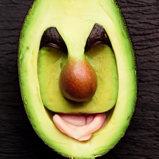 Prompt: photo of a person's face in an avacado