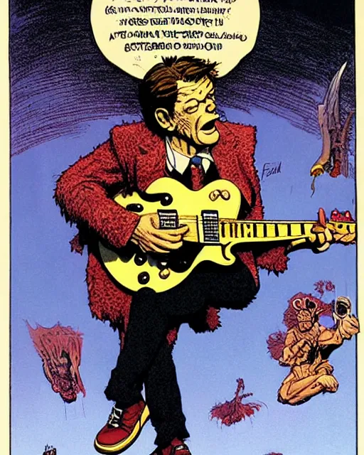 Prompt: garfield ( shredding on a gibson les paul, art by glenn fabry and frank frazetta )