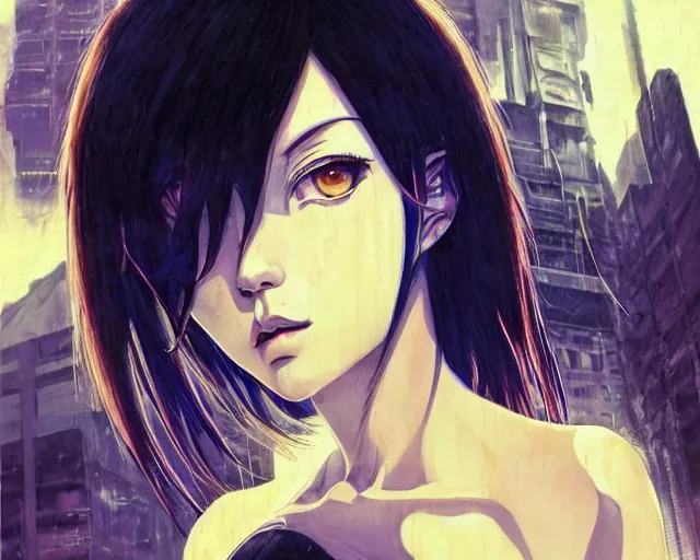 Image similar to h. r. giger ; very very anime!!!, hyper realistic, fine - face, realistic shaded perfect face, fine details. anime. realistic shaded lighting poster by ilya kuvshinov katsuhiro otomo ghost - in - the - shell, magali villeneuve, artgerm, jeremy lipkin and michael garmash and rob rey