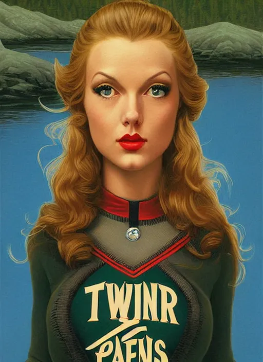 Image similar to twin peaks poster art, portrait of talyor swift cheerleader, by michael whelan, rossetti bouguereau, artgerm, retro, nostalgic, old fashioned, teen horror novel cover