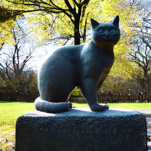 Prompt: statue of a cat in the middle of central park