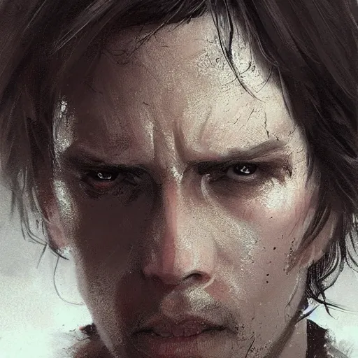 Image similar to portrait of a man by greg rutkowski, british features, messy black long hair, black robes, star wars expanded universe, he is about 2 0 years old, wearing jedi robes, highly detailed portrait, digital painting, artstation, concept art, smooth, sharp foccus ilustration, artstation hq