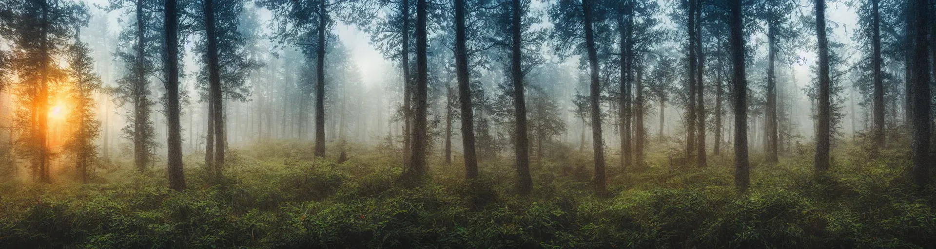 Prompt: beautiful foggy rainy forest mountain landscape with a majestic sunrise, art, high detail, high definition, photorealistic, hdr,