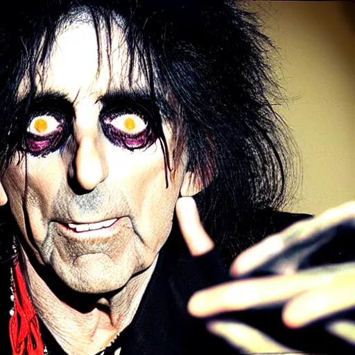 Image similar to alice cooper on the dj decks