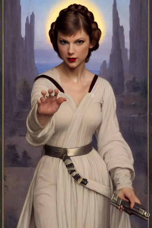 Prompt: taylor swift as princess leia in star wars, by alphonse much and william bouguereau