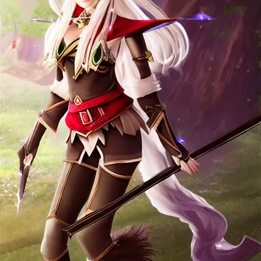 Prompt: young Michelle pheiffer elf archer, by Yusuke Kozaki