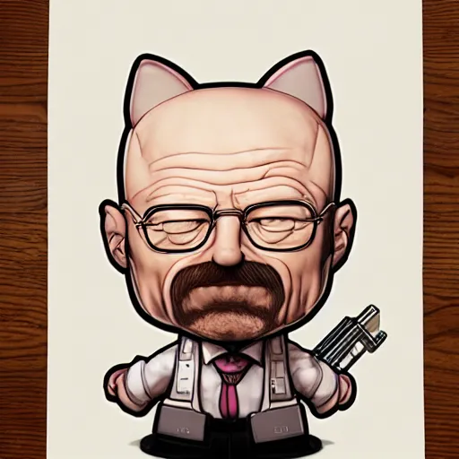 Image similar to Walter White as a Hello Kitty, by Stanley Artgerm Lau, WLOP, Rossdraws, James Jean, Andrei Riabovitchev, Marc Simonetti, Yoshitaka Amano, ArtStation, CGSociety,