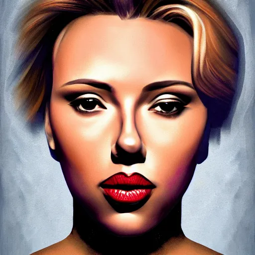 Prompt: portrait of scarlet johansson, highly detailed, centered, solid color background, digital painting