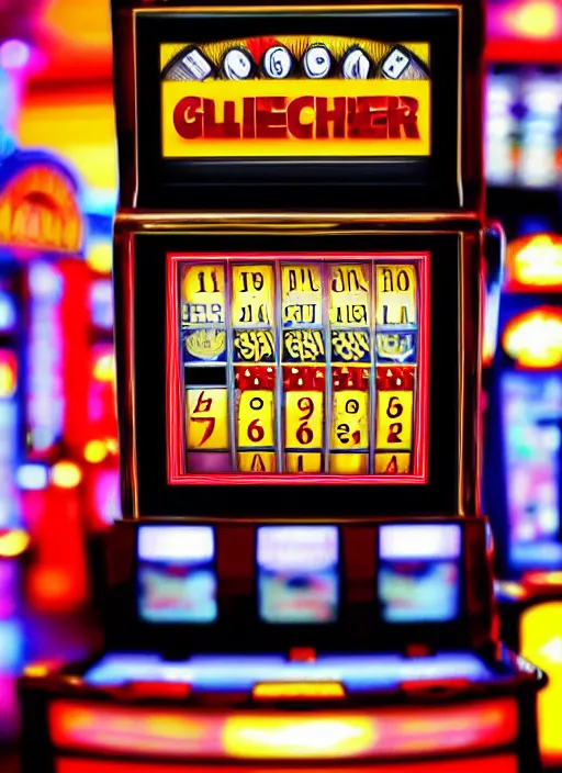 Image similar to slot machine, sign that reads glitch