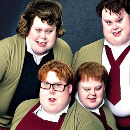 Image similar to Fat versions of Harry, Ron, and Hermionie